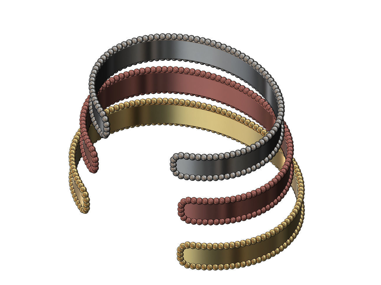  Simple beaded 10mm cuff bracelet 3D print model_2