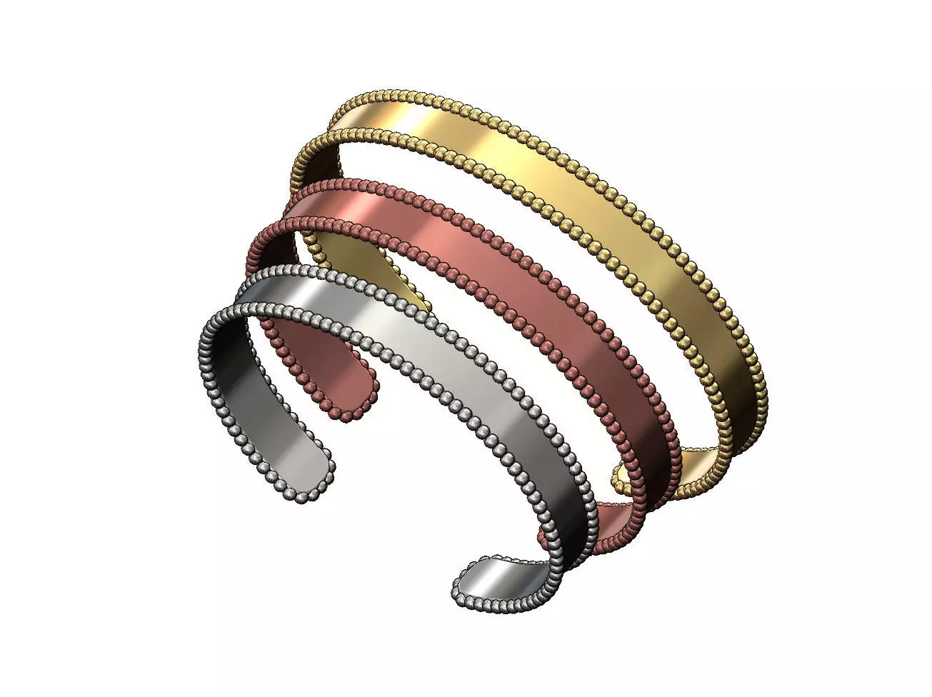  Simple beaded 10mm cuff bracelet 3D print model_0