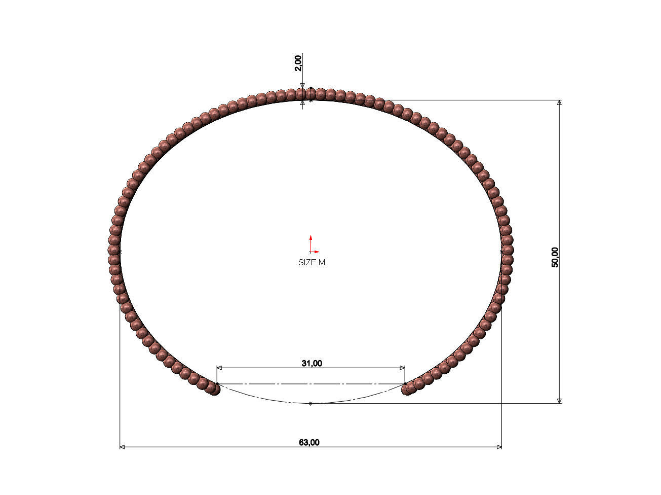  Simple beaded 10mm cuff bracelet 3D print model_8