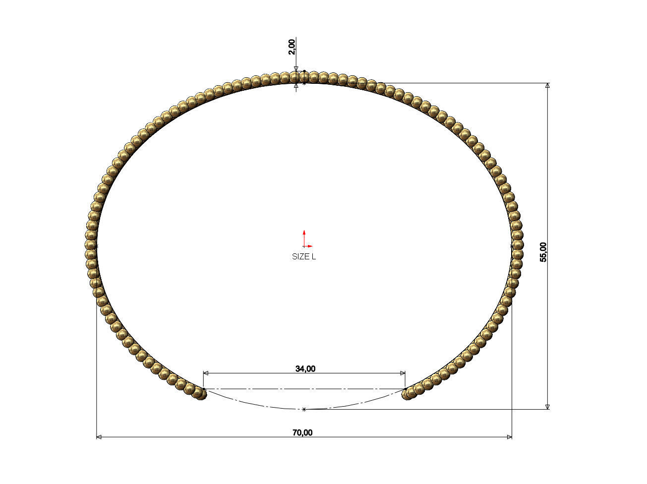  Simple beaded 10mm cuff bracelet 3D print model_7