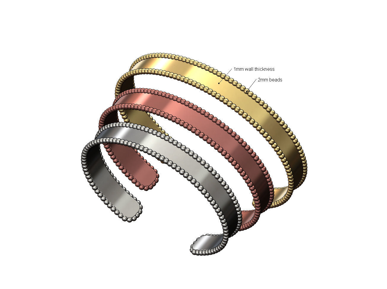  Simple beaded 10mm cuff bracelet 3D print model_11