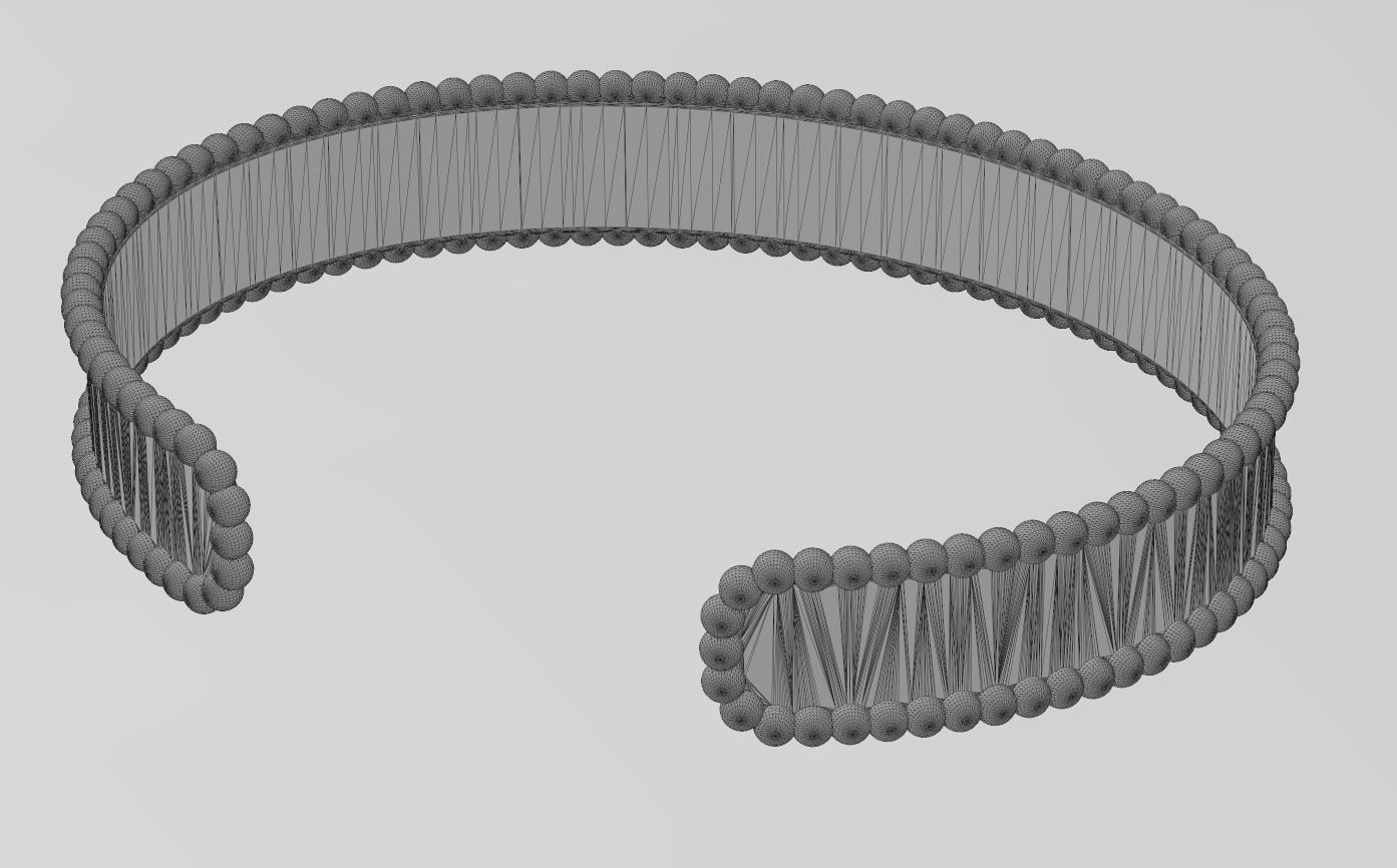  Simple beaded 10mm cuff bracelet 3D print model_17