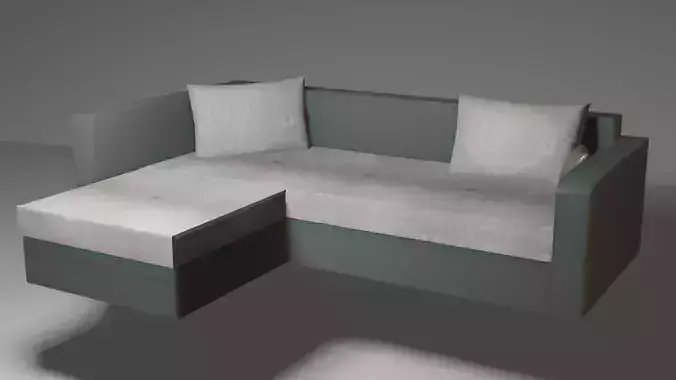low poly couch sofa with pillows