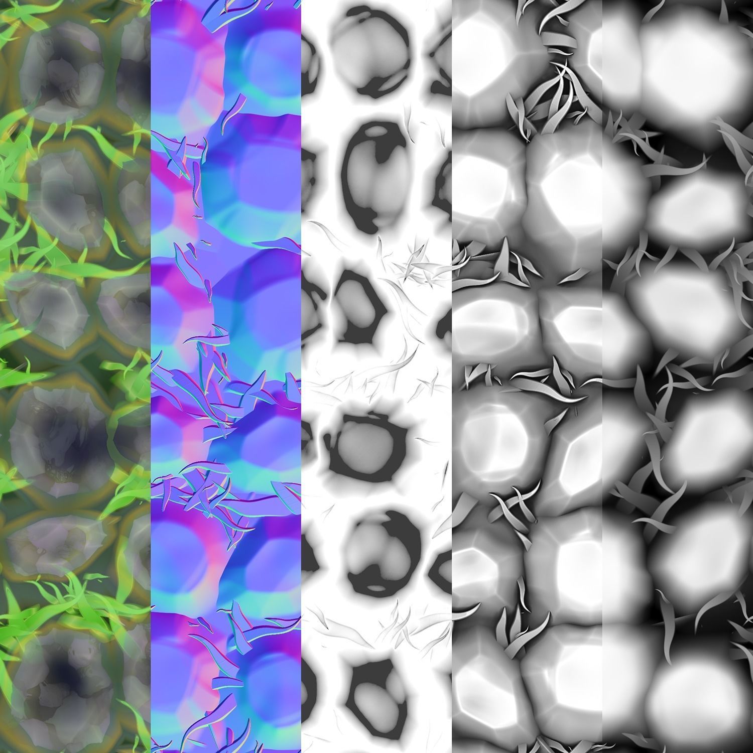 Stylized rocks cobblestones PBR seamless material Texture_9