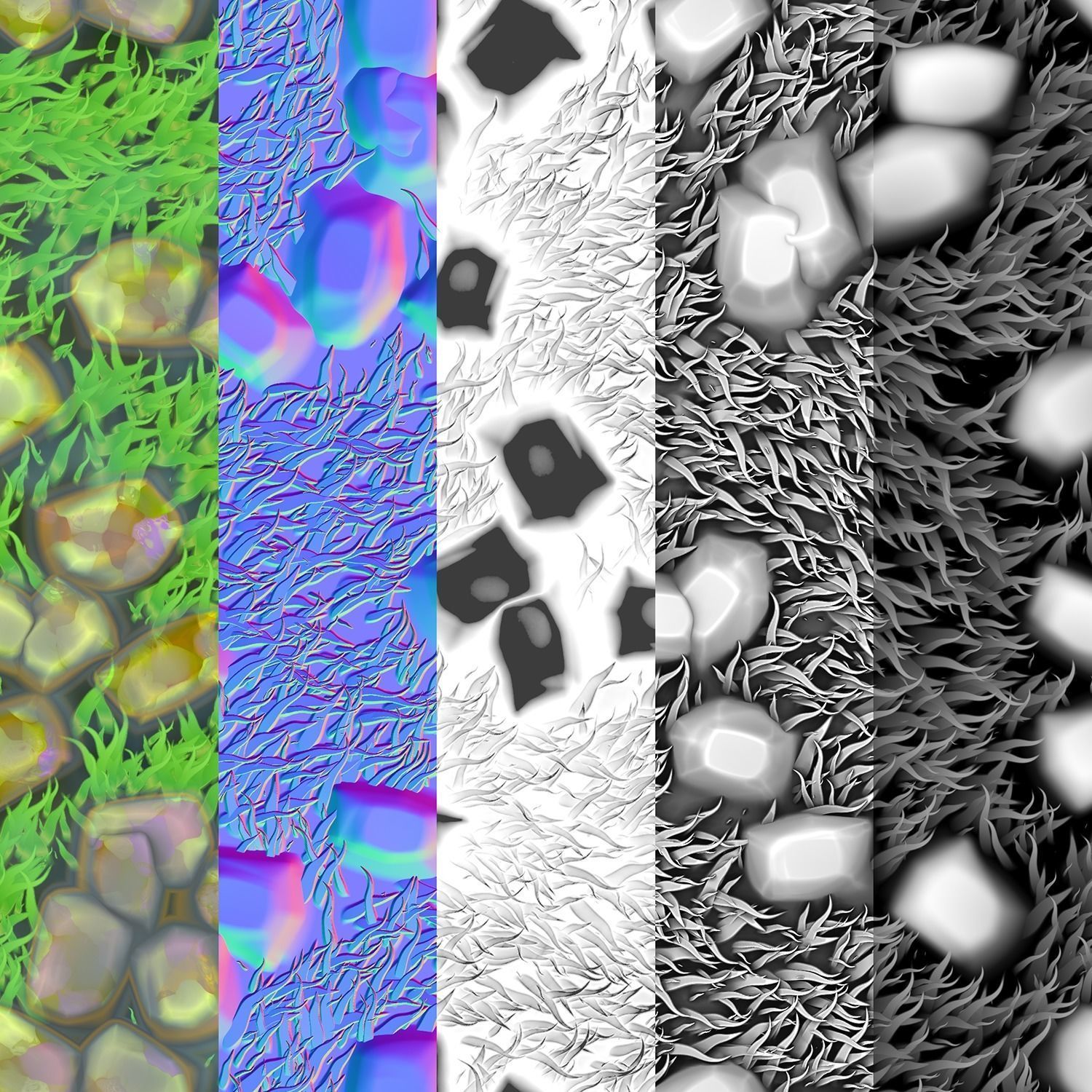 Stylized rocks cobblestones PBR seamless material Texture_4