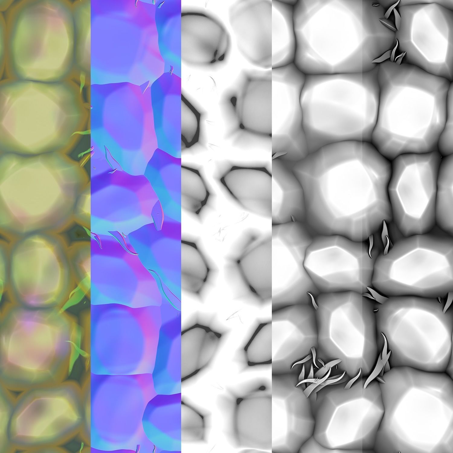 Stylized rocks cobblestones PBR seamless material Texture_14