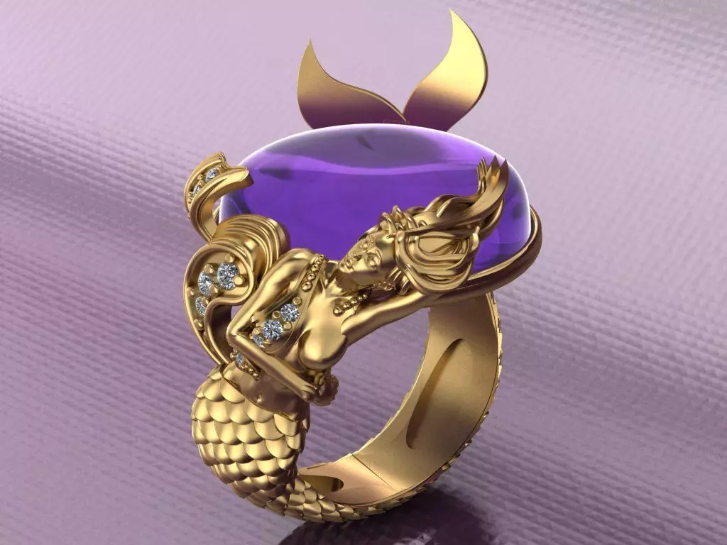 Mermaid ring 3D print model_0
