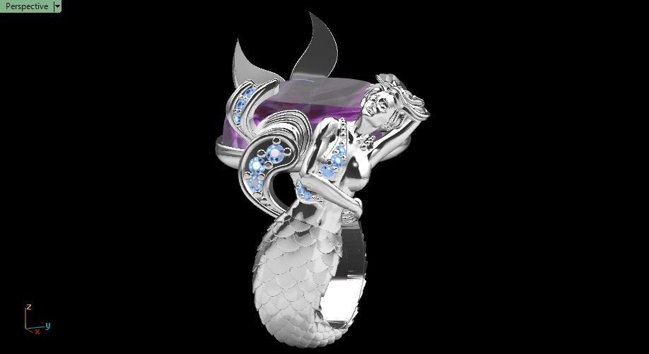 Mermaid ring 3D print model_11