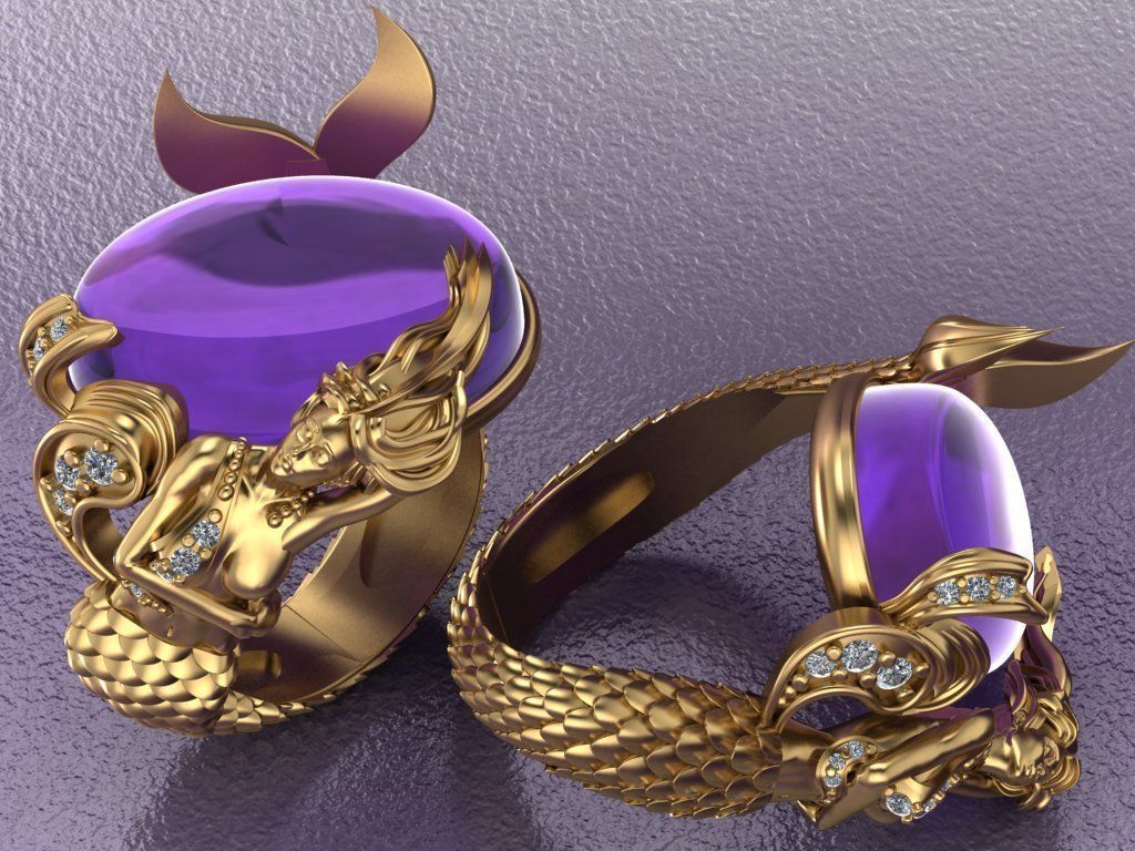 Mermaid ring 3D print model_1