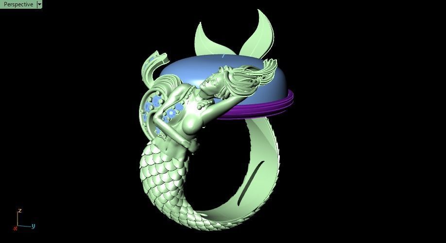 Mermaid ring 3D print model_17