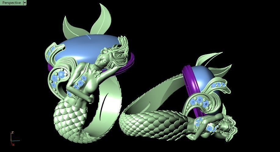 Mermaid ring 3D print model_16