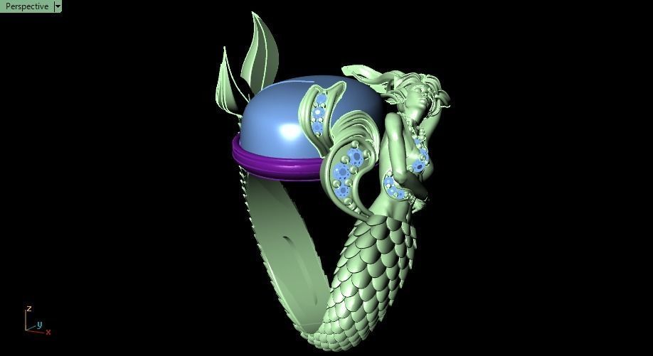Mermaid ring 3D print model_7