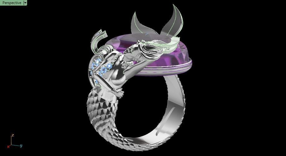 Mermaid ring 3D print model_8