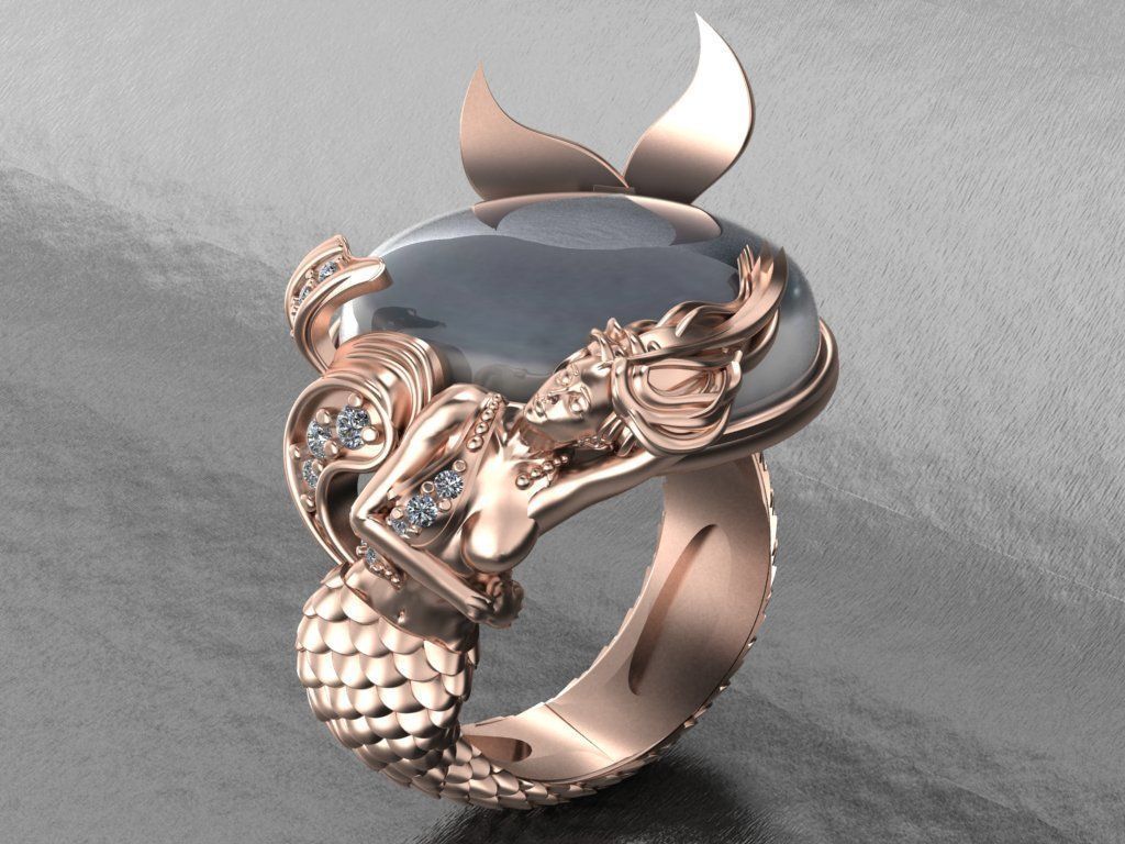 Mermaid ring 3D print model_5