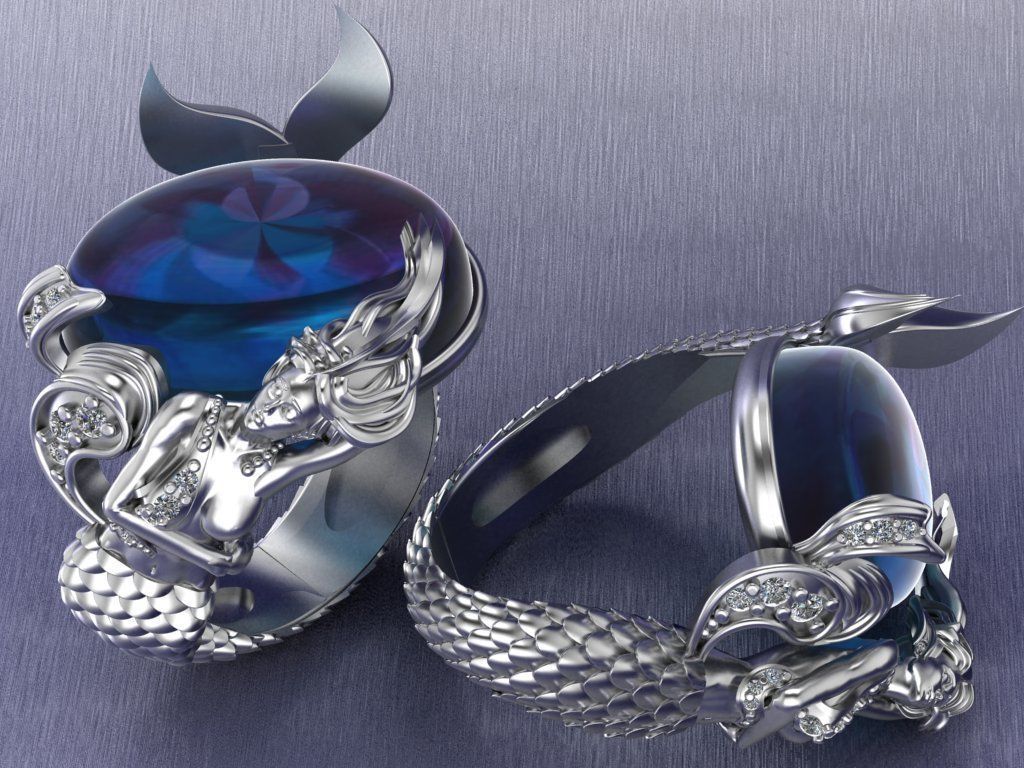 Mermaid ring 3D print model_2