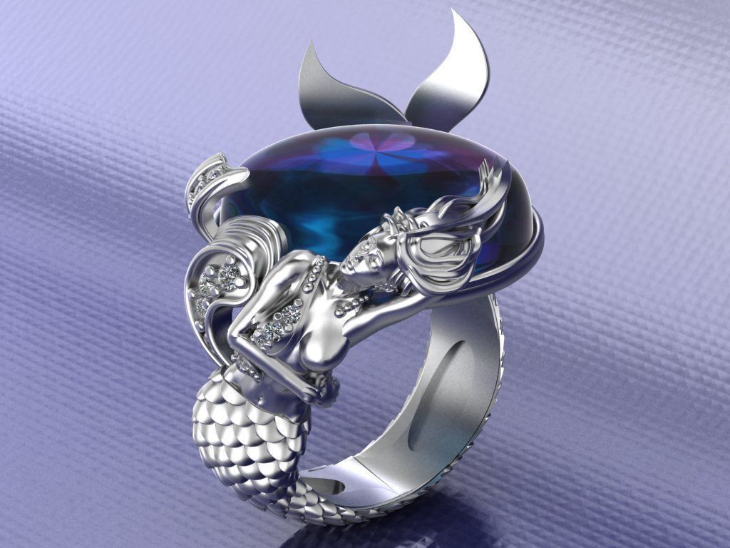 Mermaid ring 3D print model_3