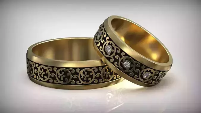 Floral Pattern Gold Wedding Rings Collection