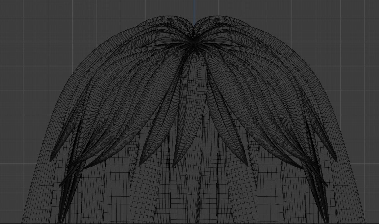 Long Wavy hair with bangs for female characters Free 3D model_1