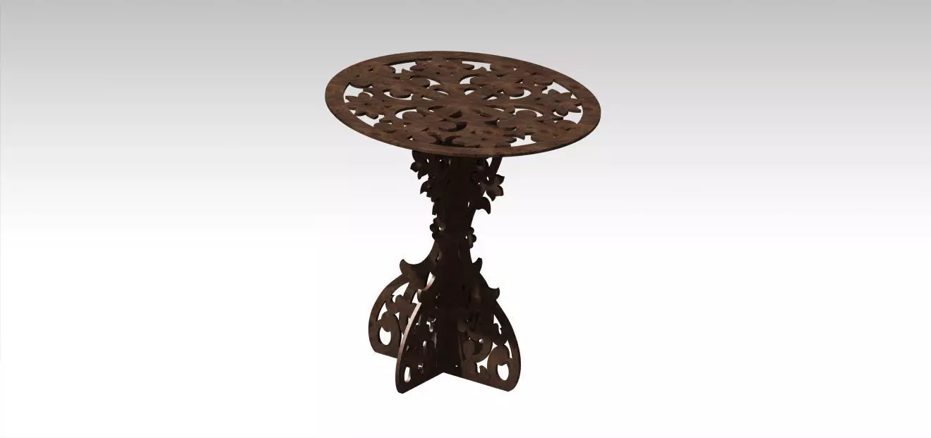 Lasercut Wood Easy Assembly Wooden Table 3D model_0