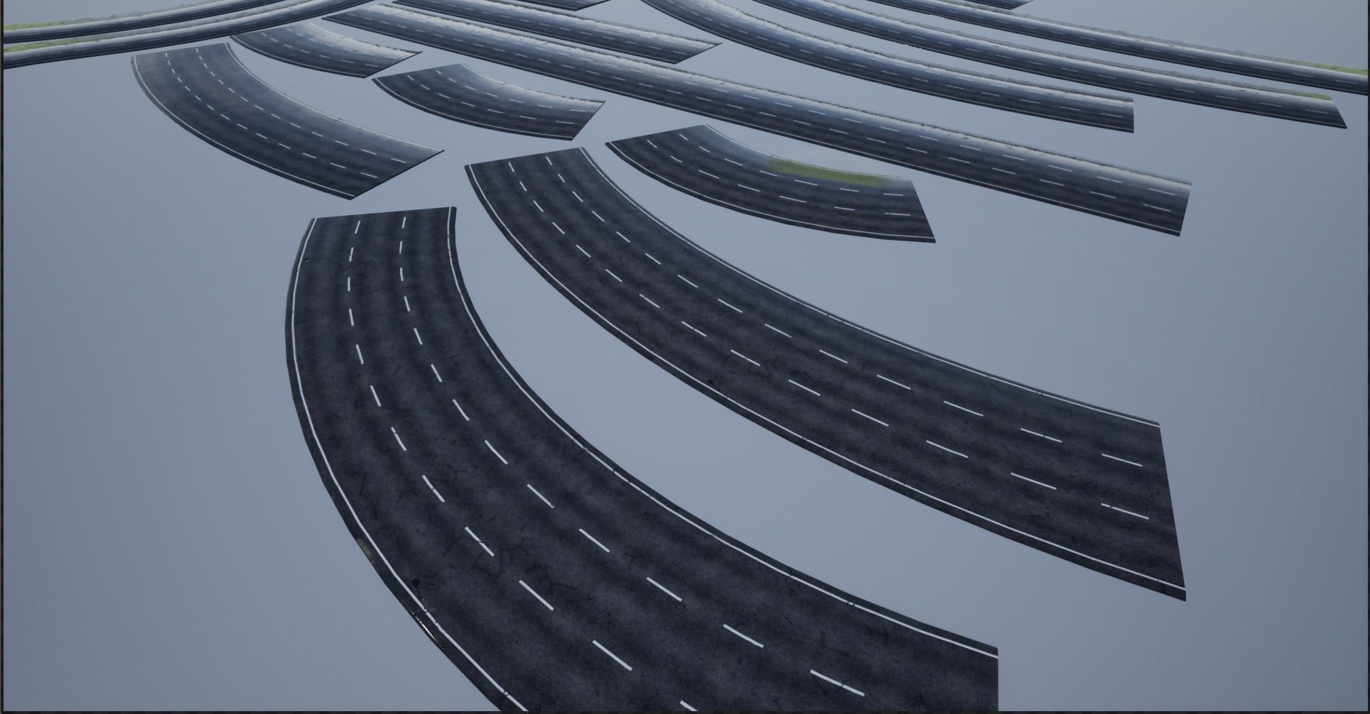 PBR 4K-2K Three-Lane Wet Modular Highway Roads Low-poly 3D model_12