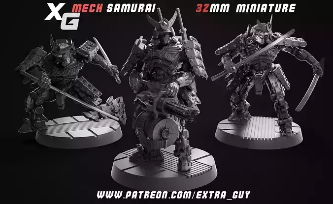 Mech Samurai 3D Printable 32mm