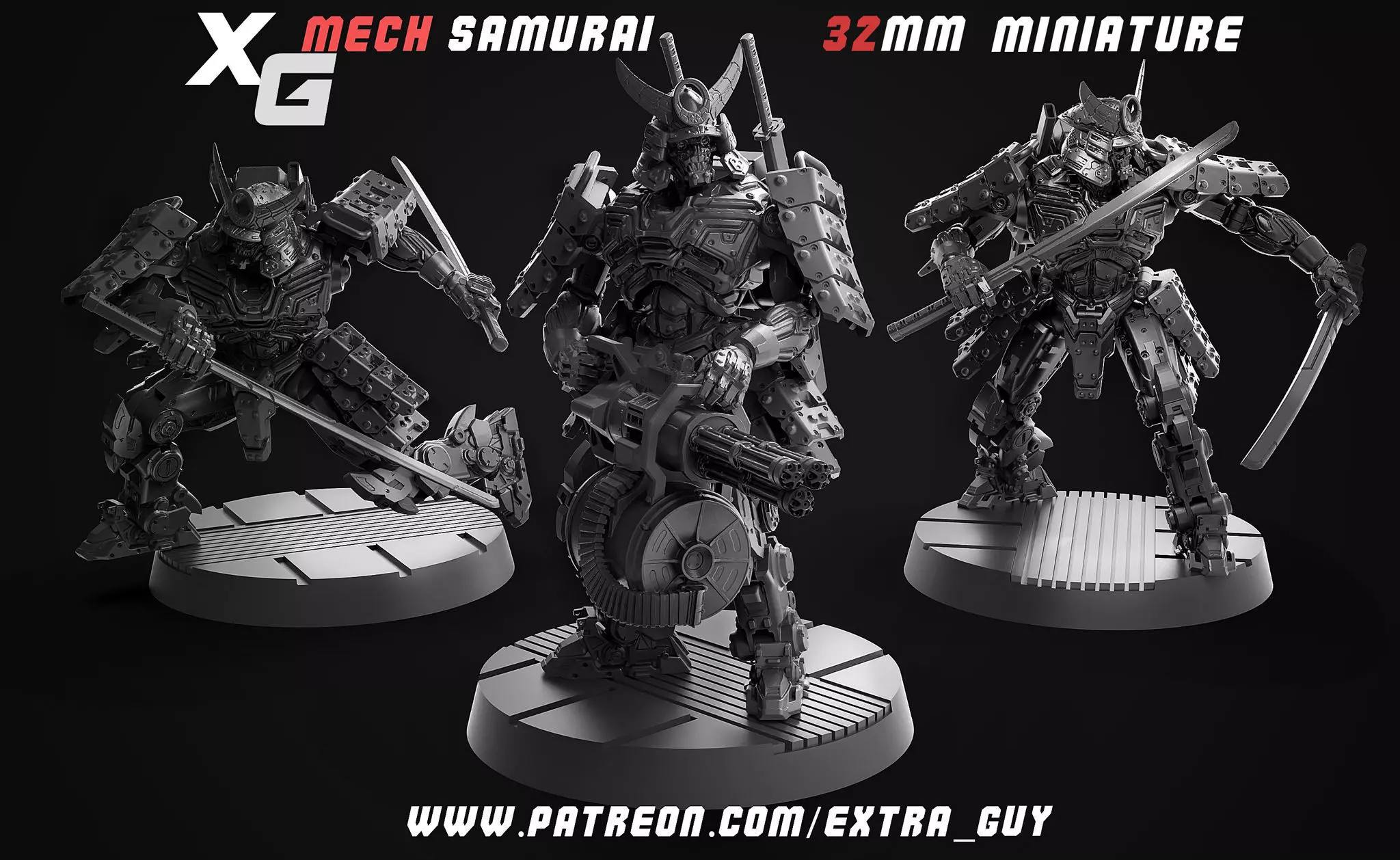 Mech Samurai 3D Printable 32mm 3D print model_0