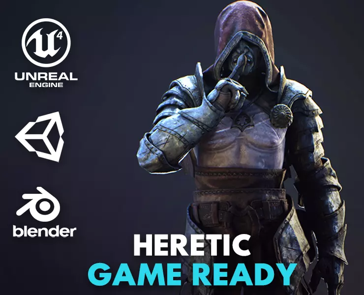 Heretic game ready realistic fantasy character Ue 4-5 and Unity Low-poly 3D model_0