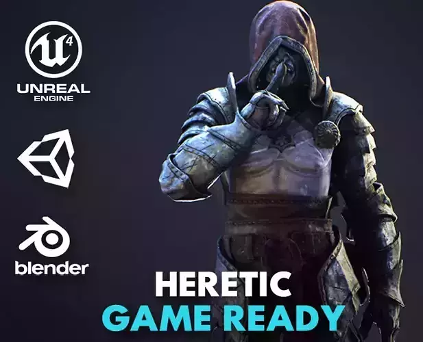 Heretic game ready realistic fantasy character Ue 4-5 and Unity Low-poly 3D model Heretic game ready realistic fantasy character Ue 4-5 and Unity Low-poly 3D model