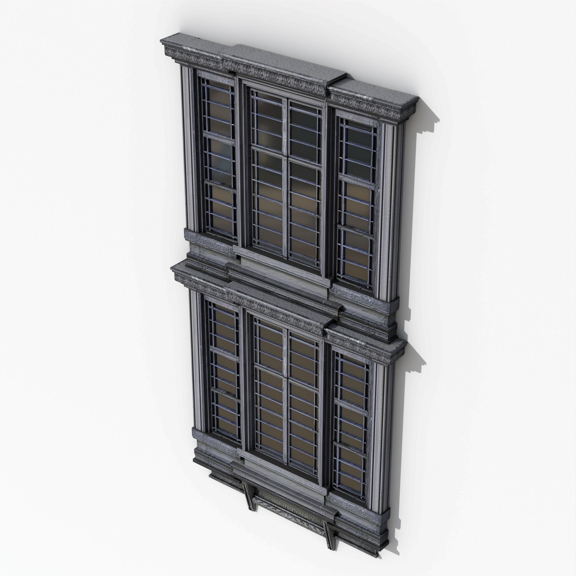 Classical Wooden Window Low-poly 3D model_5