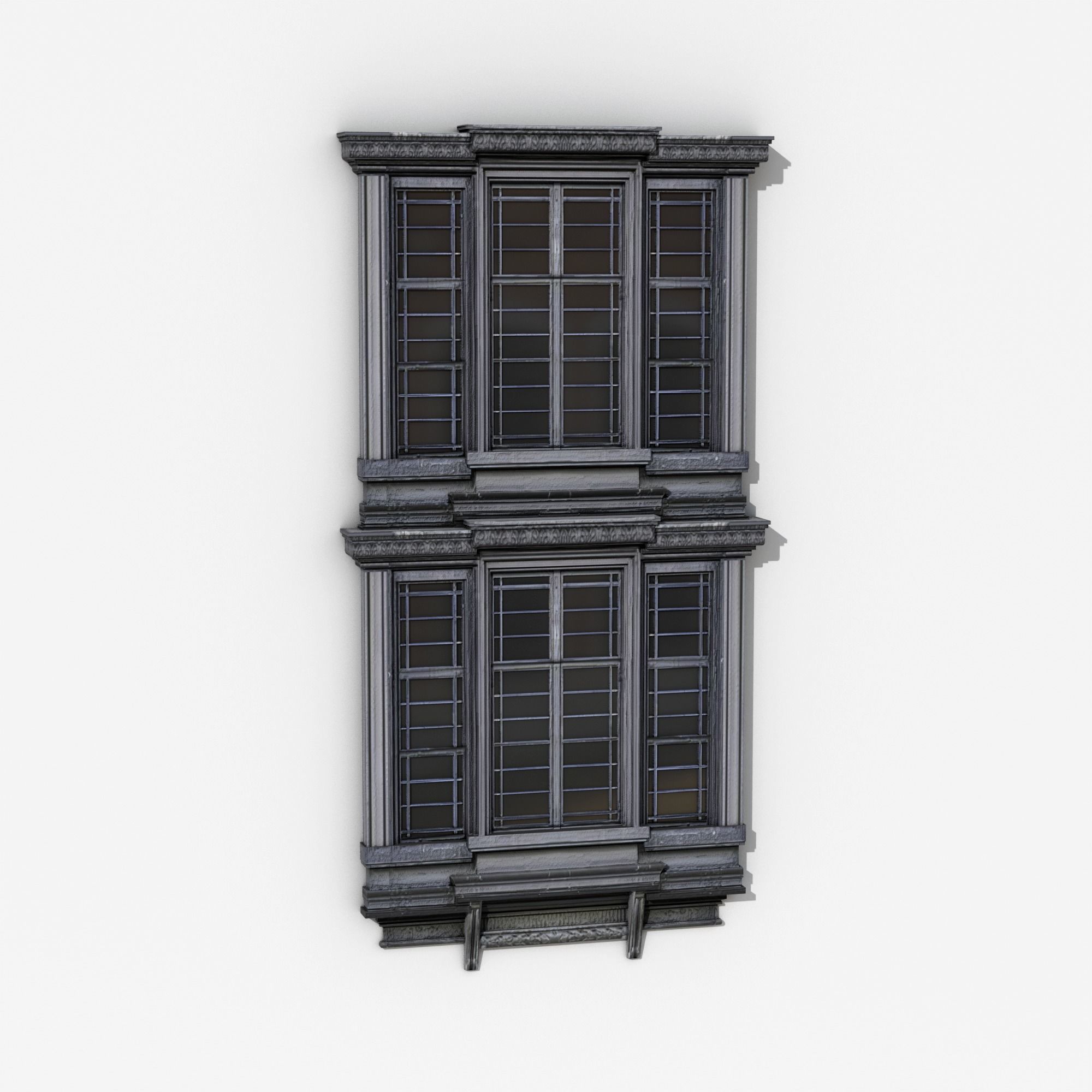 Classical Wooden Window Low-poly 3D model_6