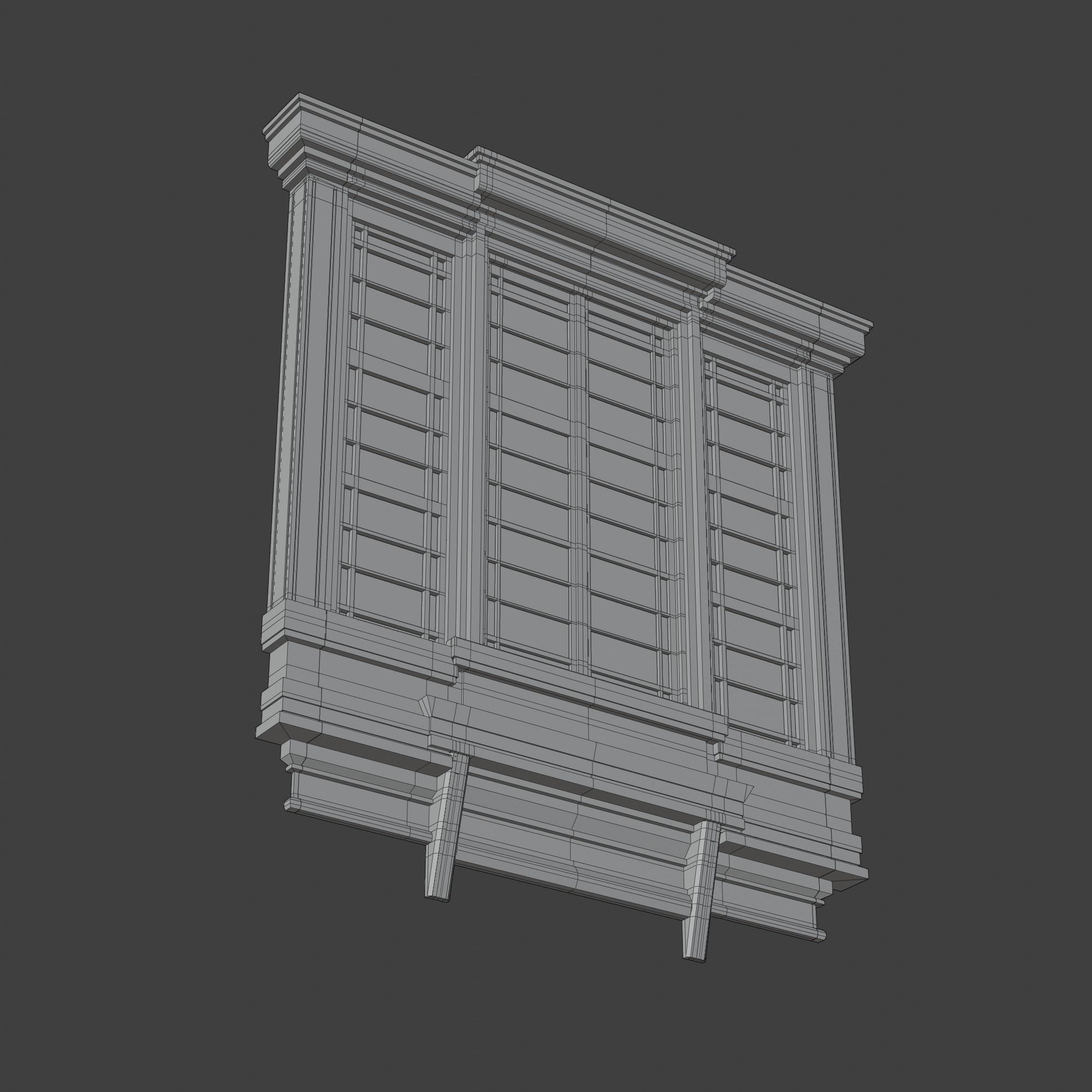 Classical Wooden Window Low-poly 3D model_8