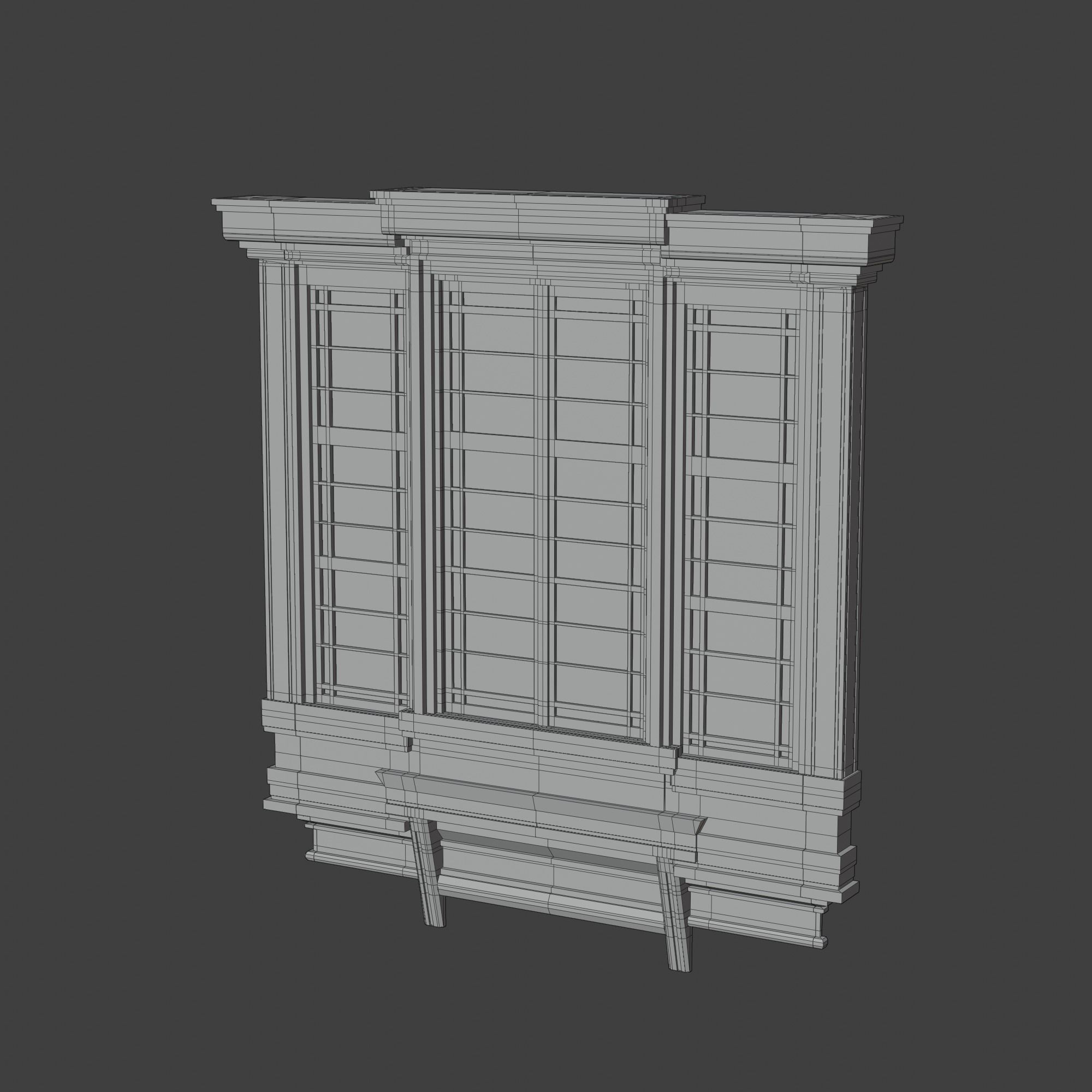 Classical Wooden Window Low-poly 3D model_7