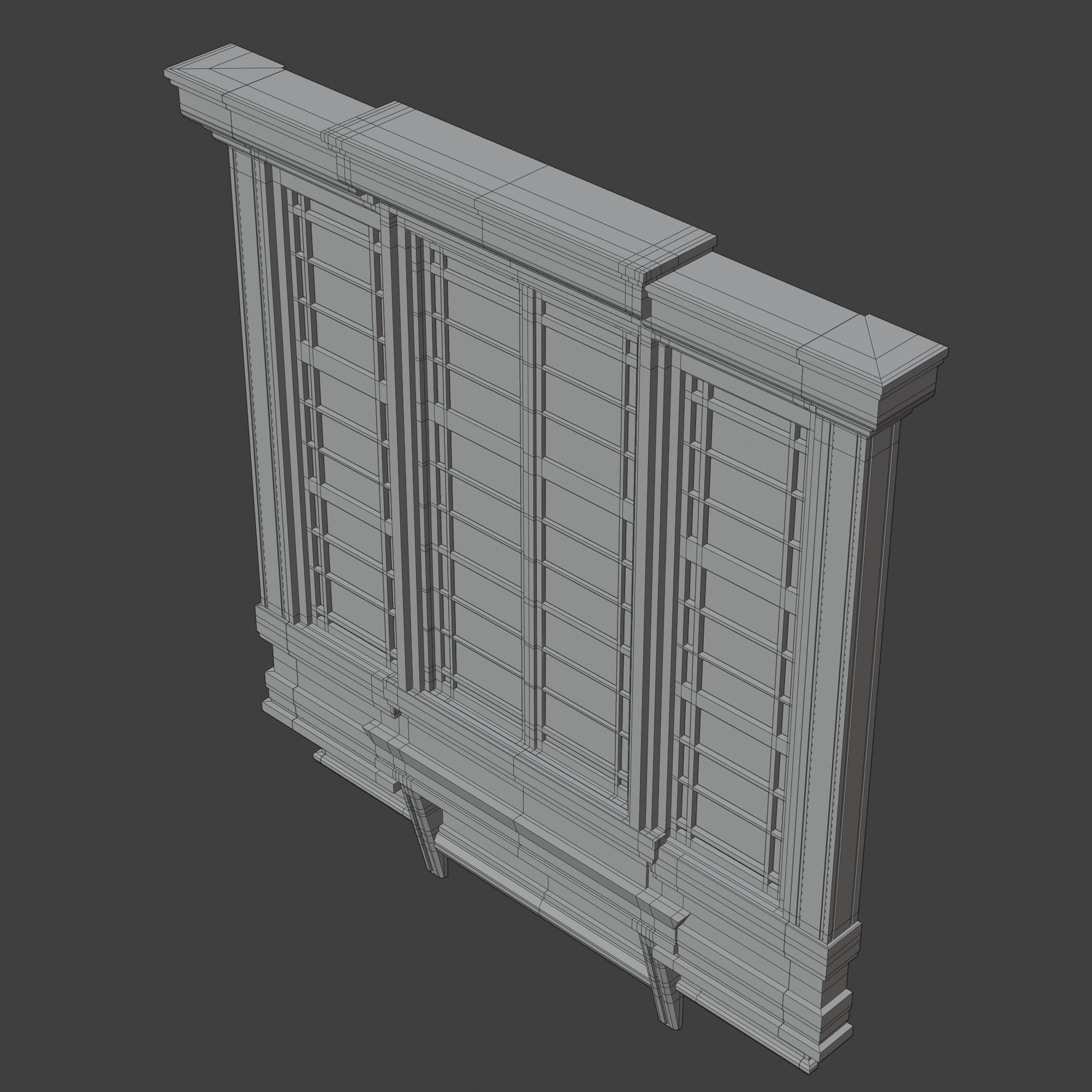 Classical Wooden Window Low-poly 3D model_9