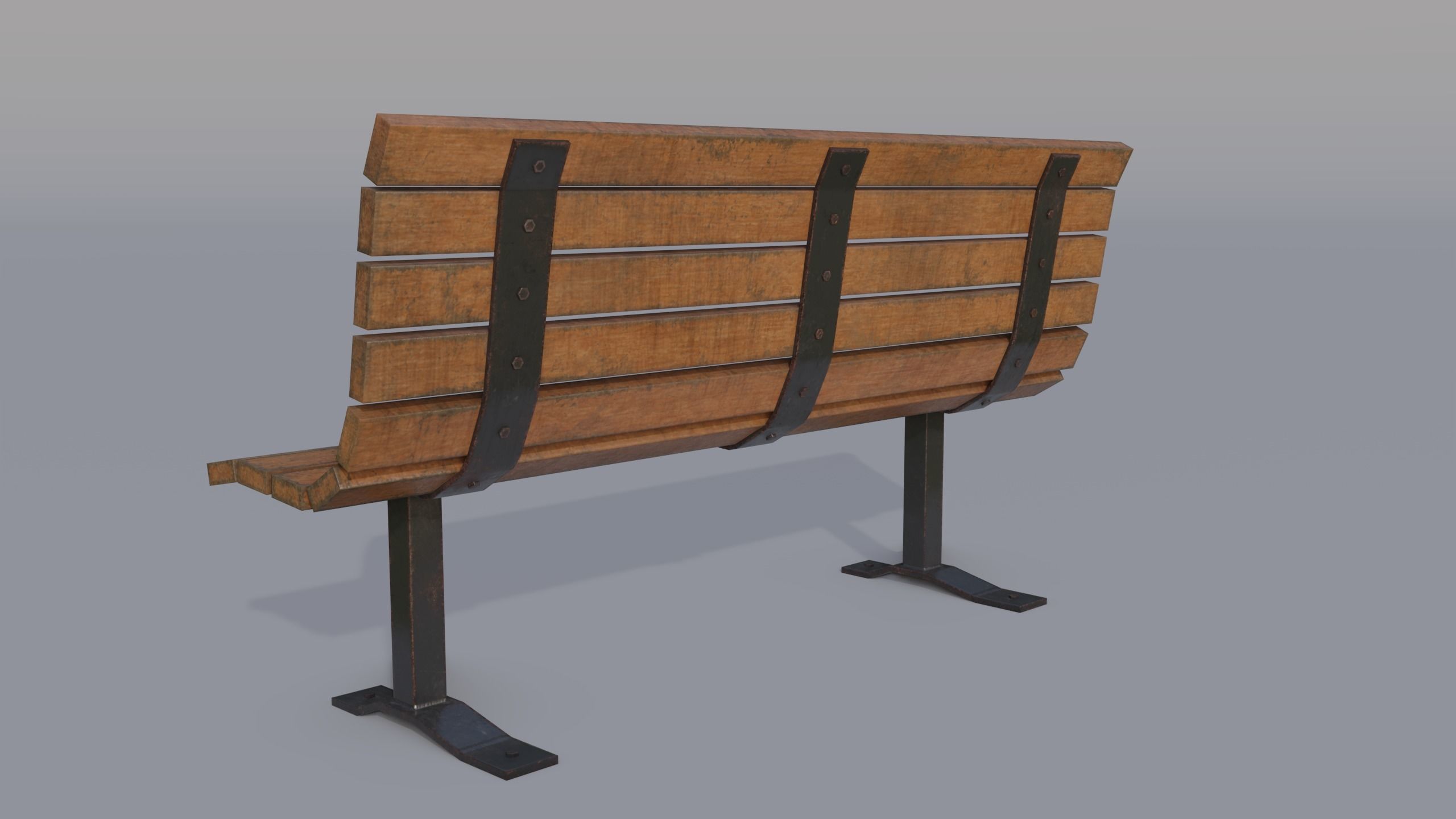 Street bench Low-poly 3D model_25
