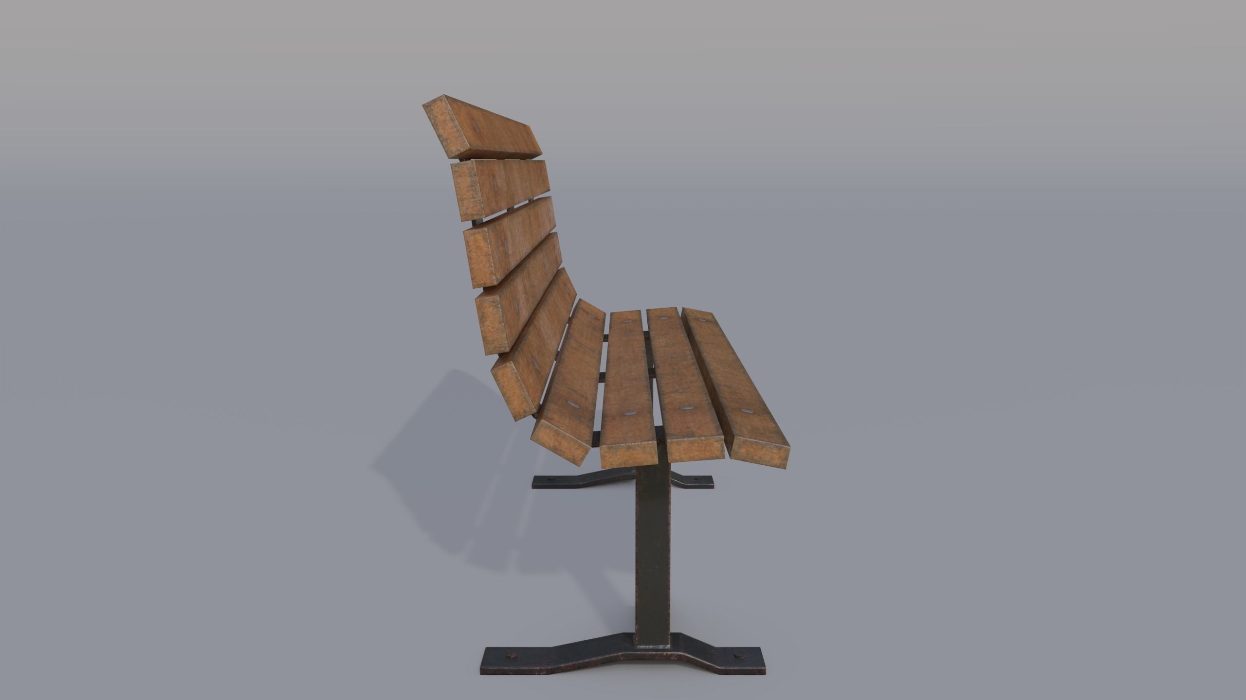 Street bench Low-poly 3D model_22