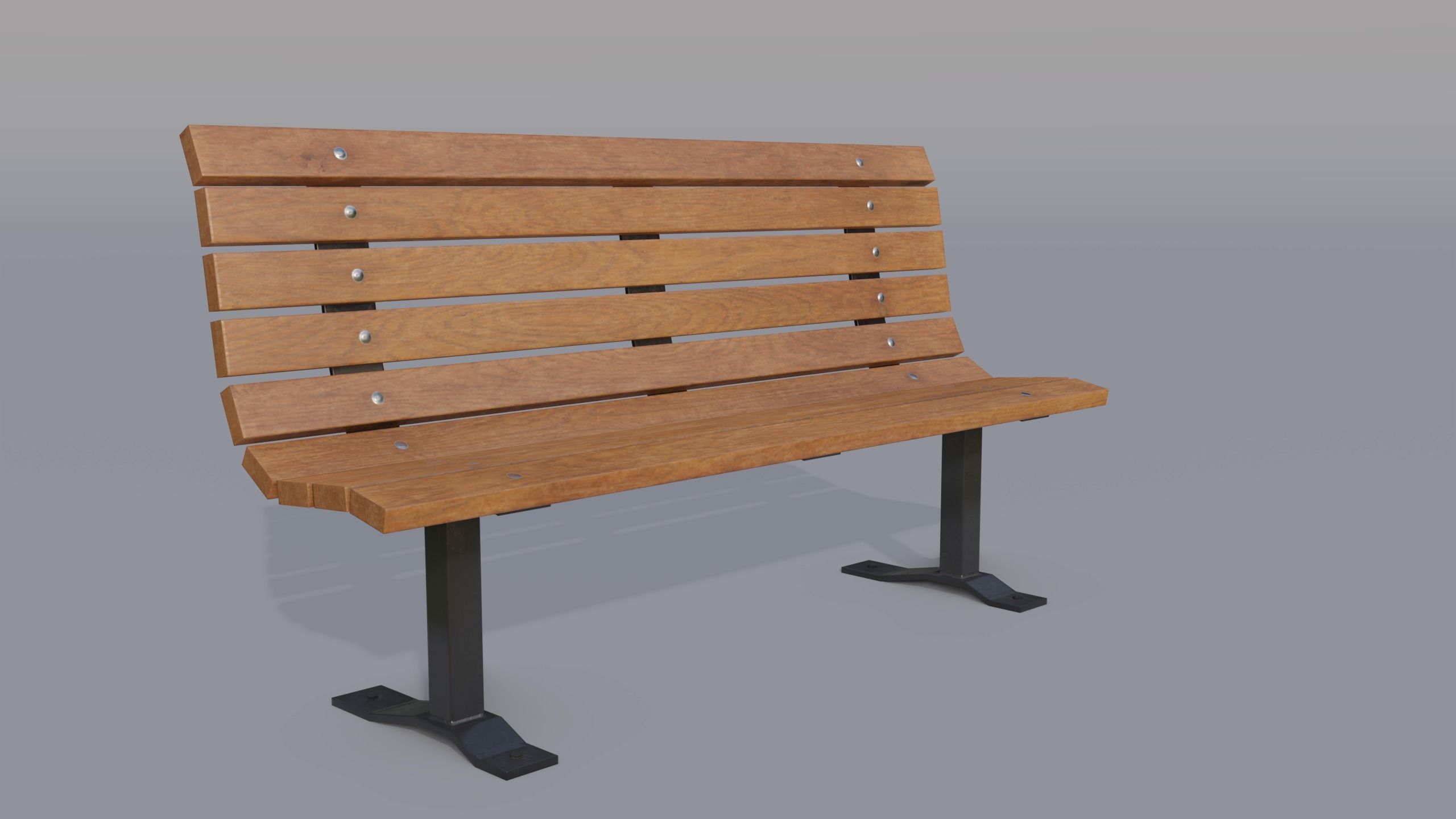Street bench Low-poly 3D model_7