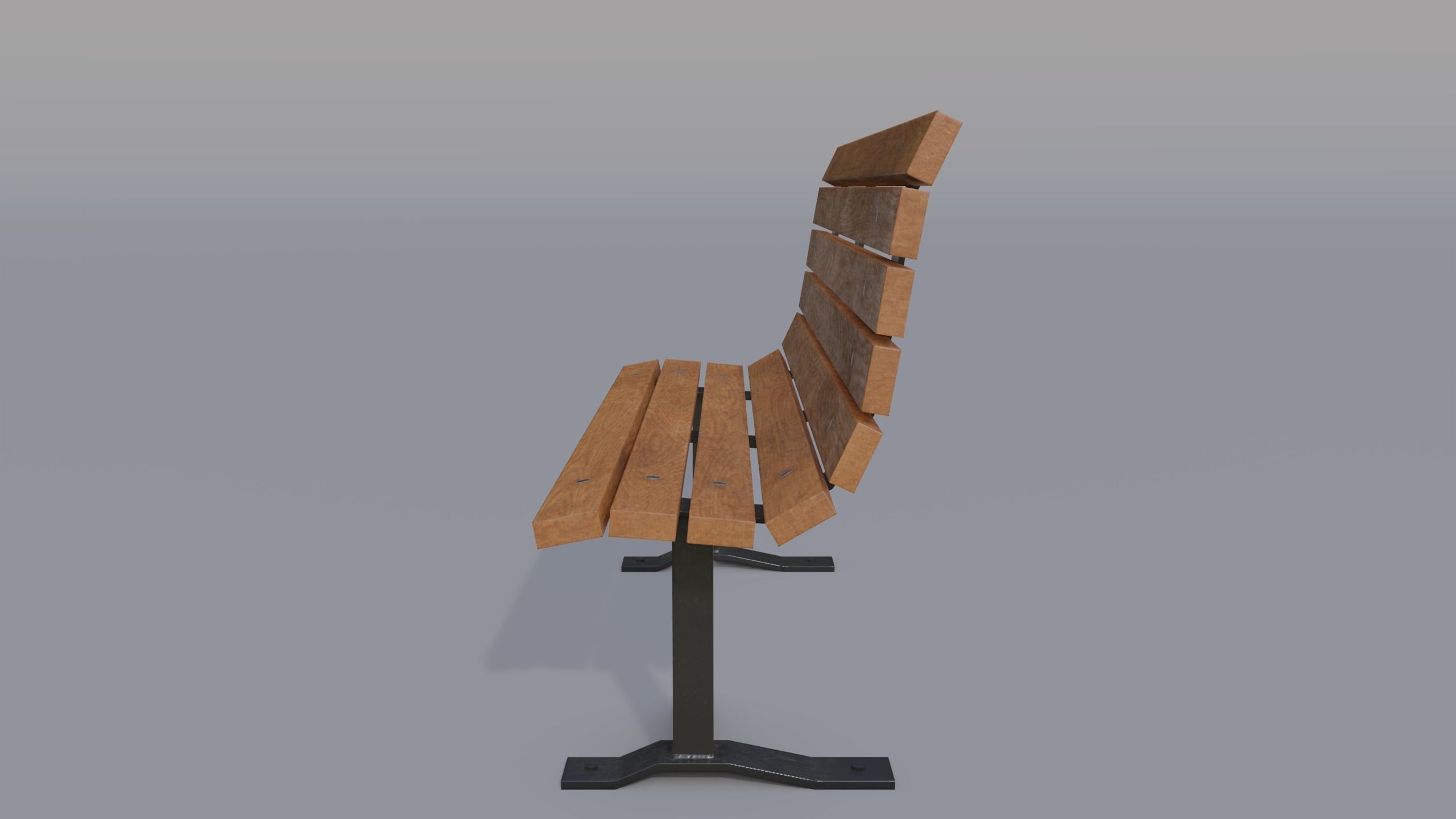 Street bench Low-poly 3D model_12