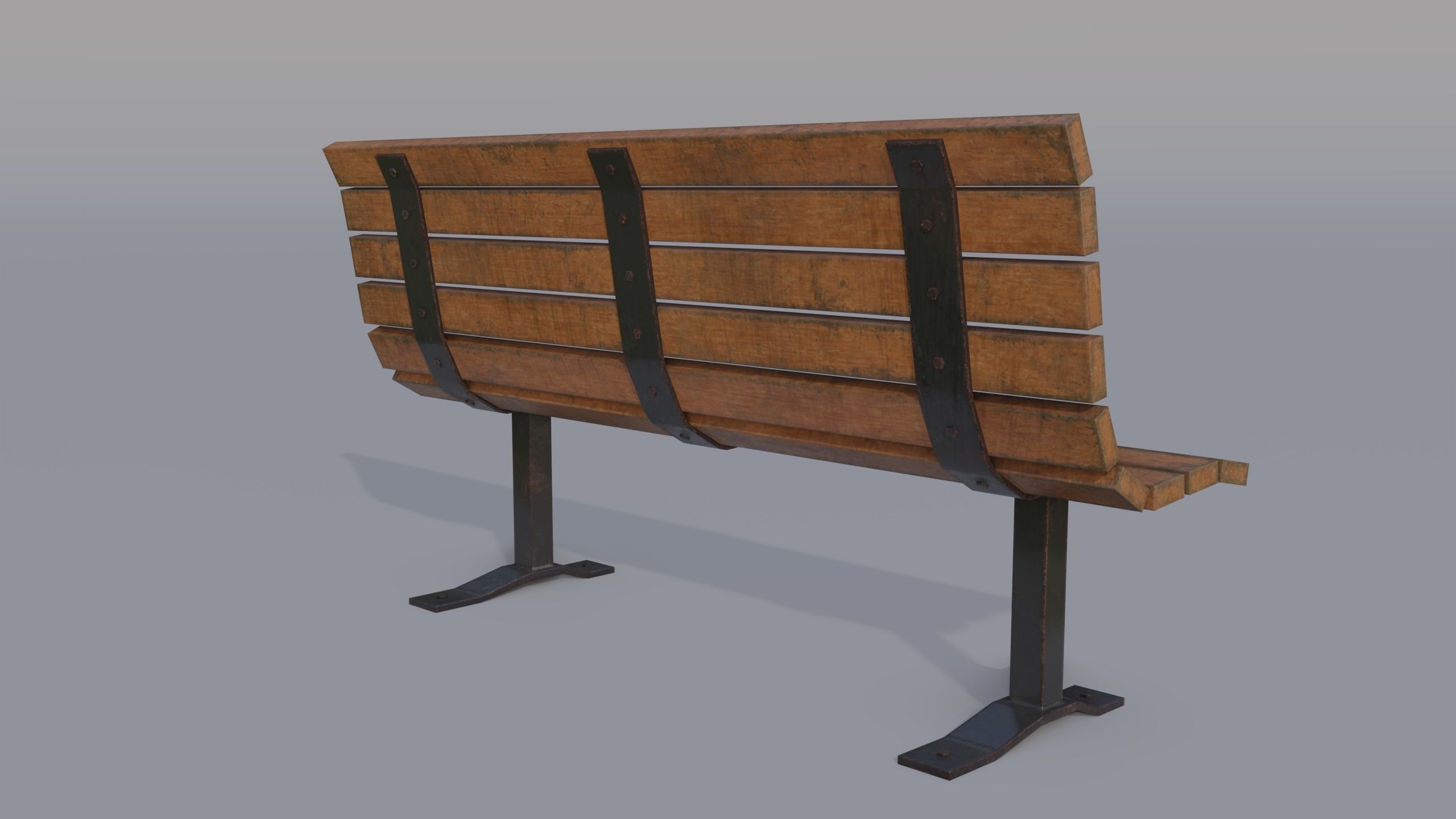 Street bench Low-poly 3D model_23