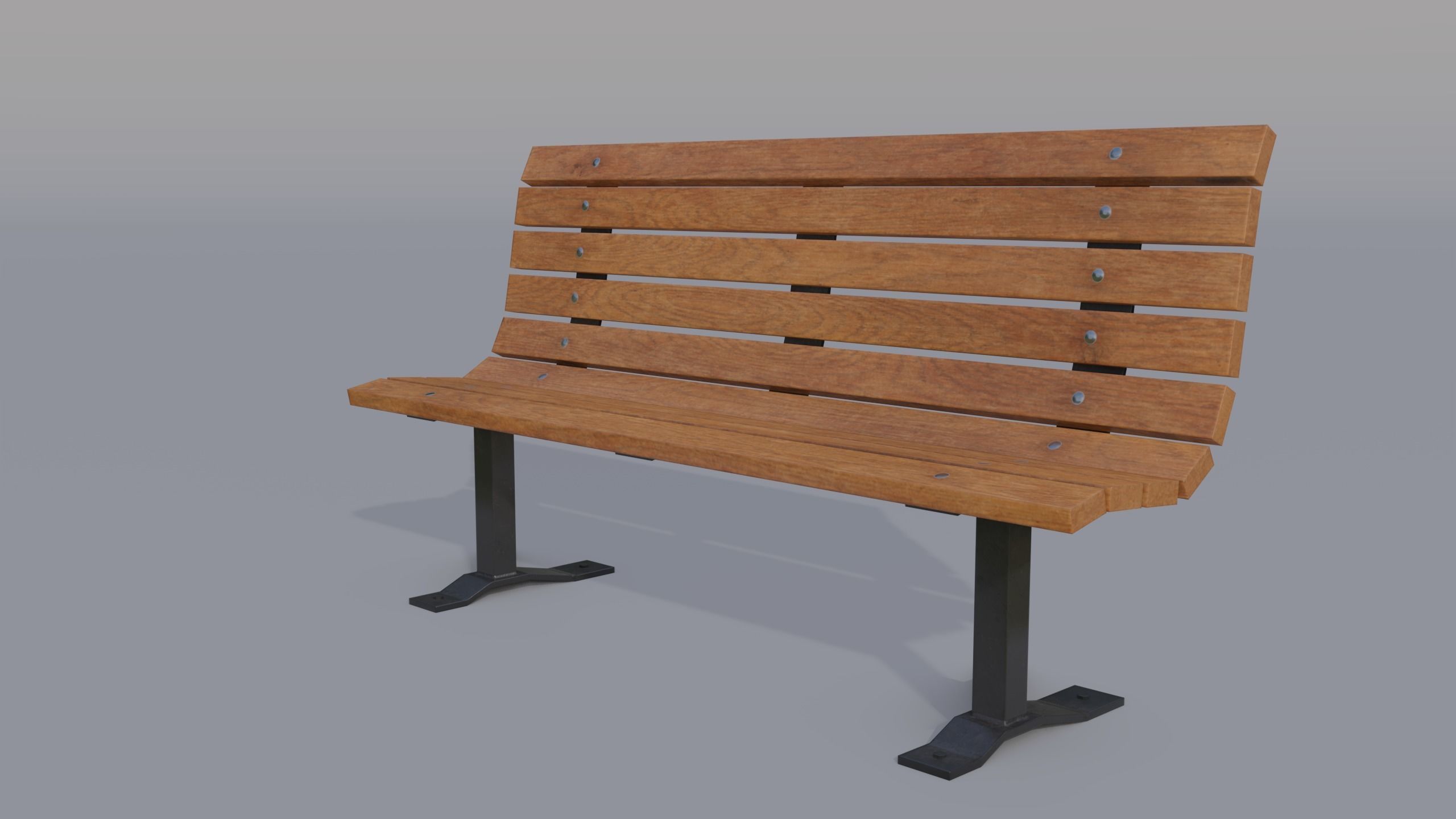 Street bench Low-poly 3D model_13