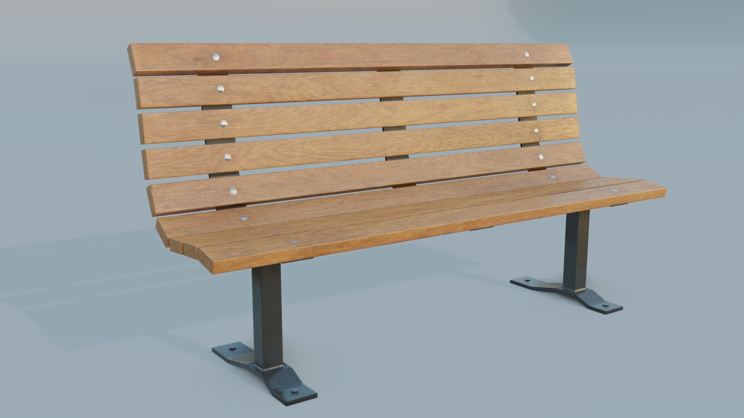 Street bench Low-poly 3D model_2