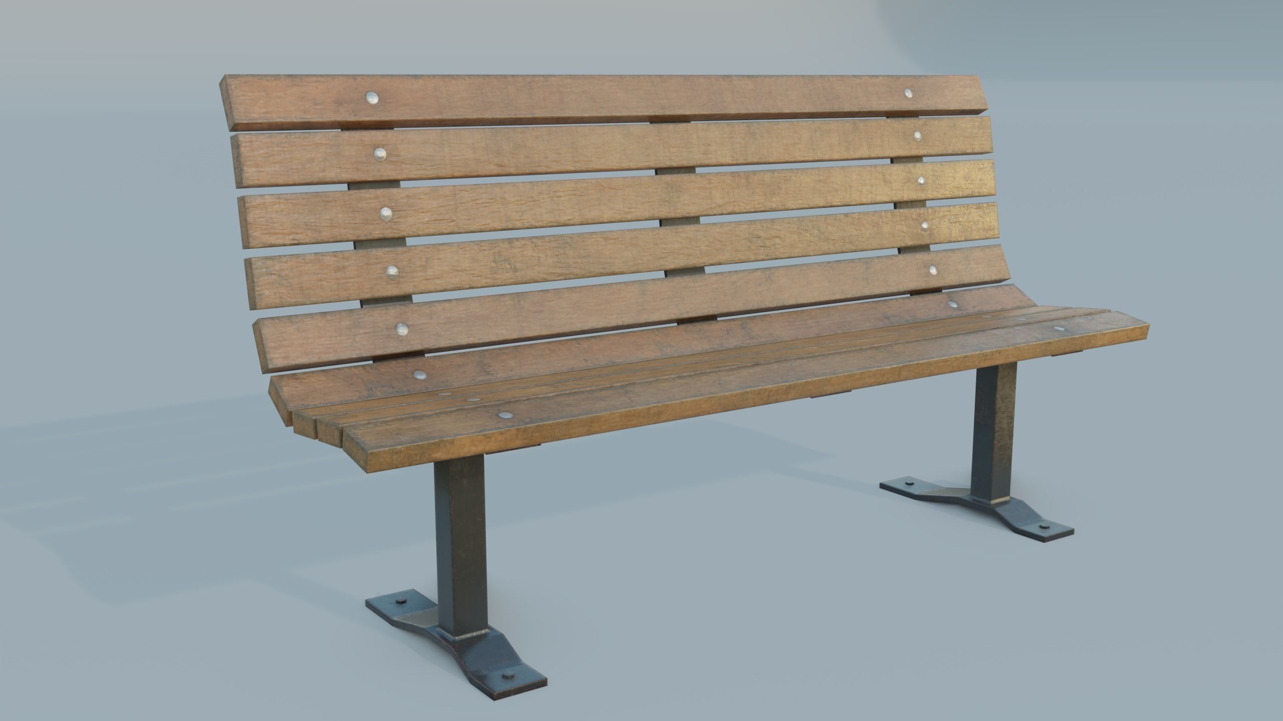 Street bench Low-poly 3D model_19