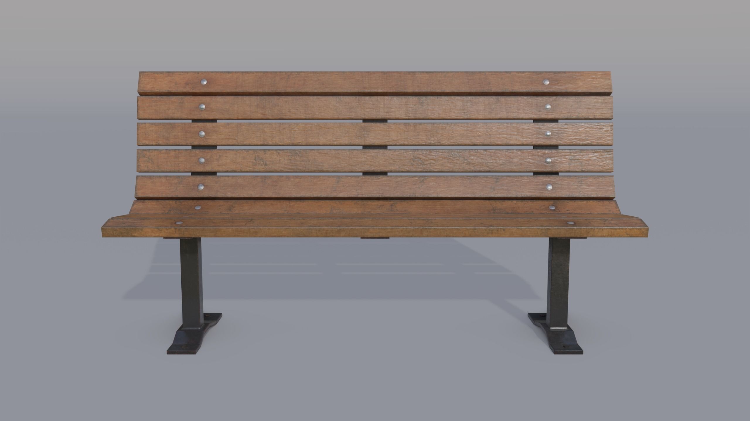 Street bench Low-poly 3D model_20