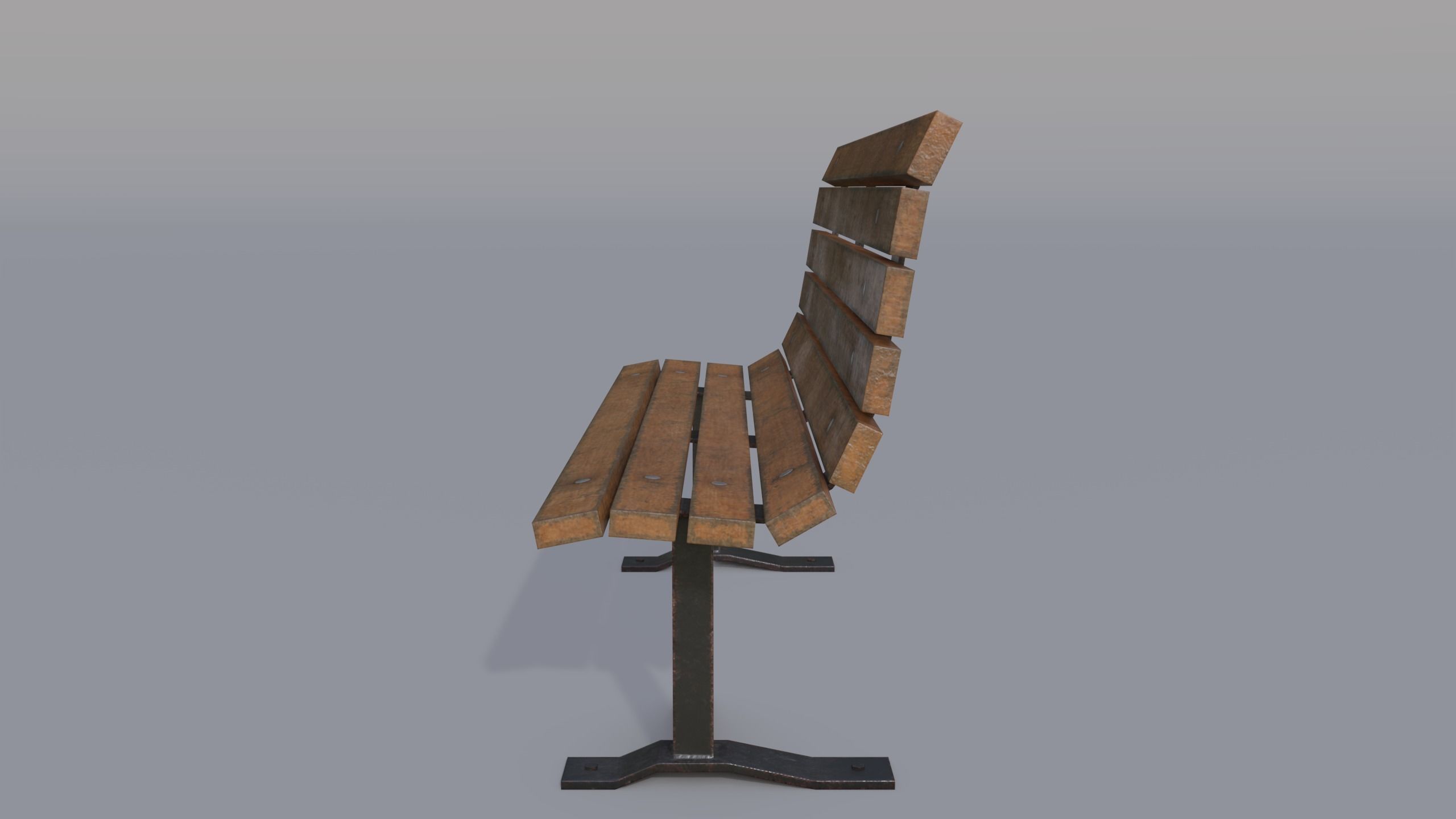 Street bench Low-poly 3D model_26