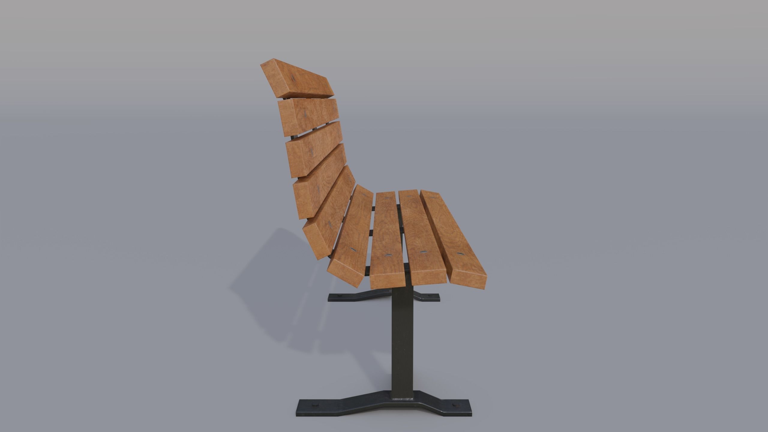 Street bench Low-poly 3D model_8