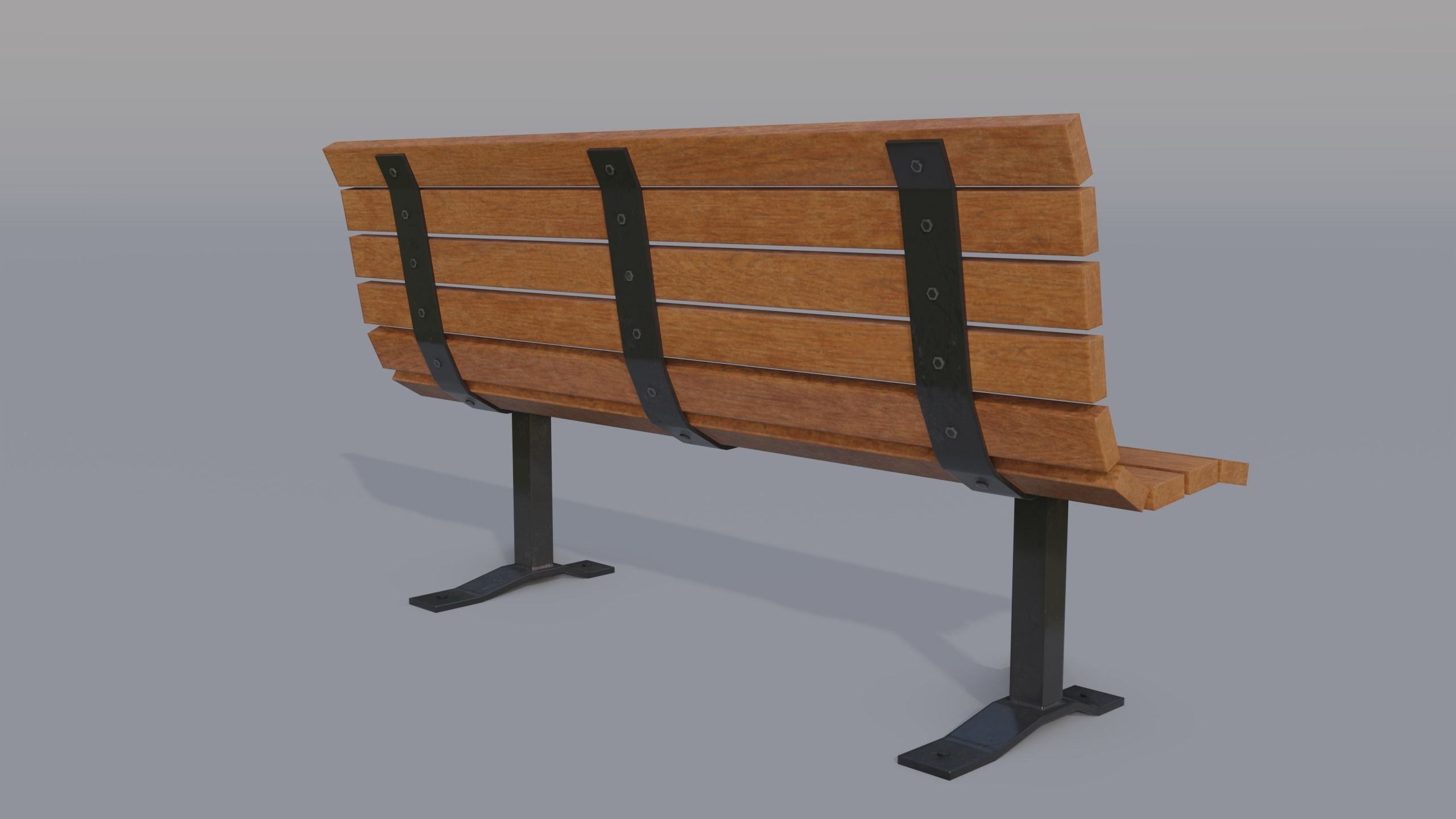 Street bench Low-poly 3D model_9
