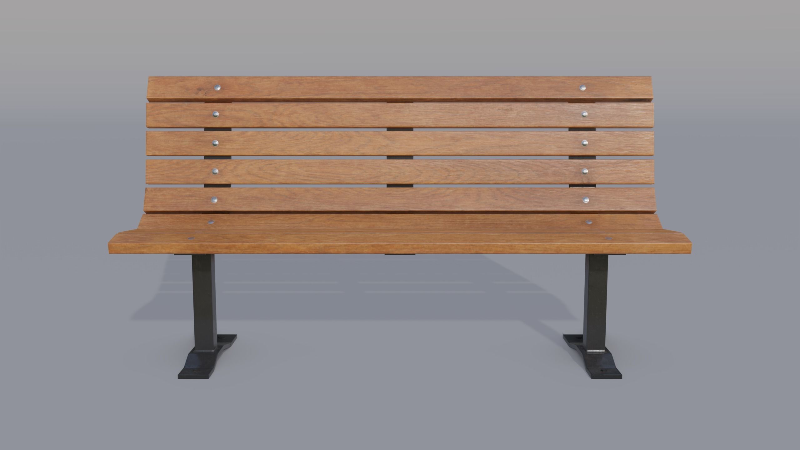 Street bench Low-poly 3D model_6