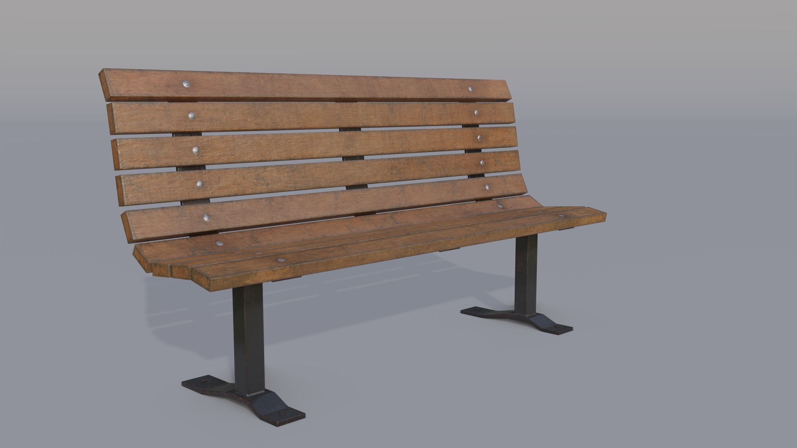 Street bench Low-poly 3D model_21