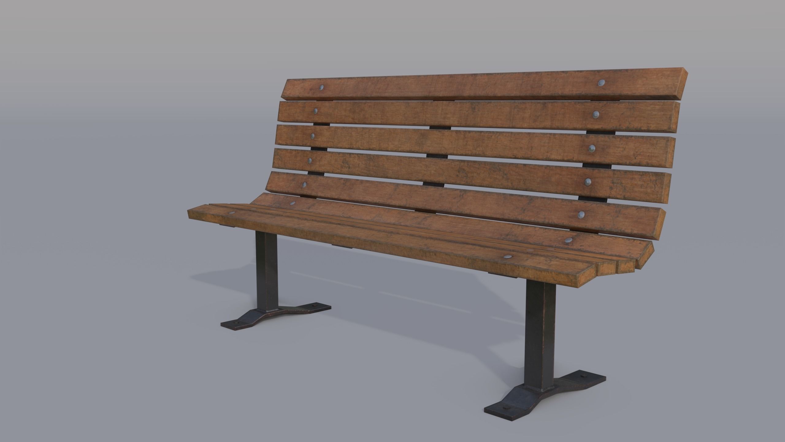 Street bench Low-poly 3D model_27
