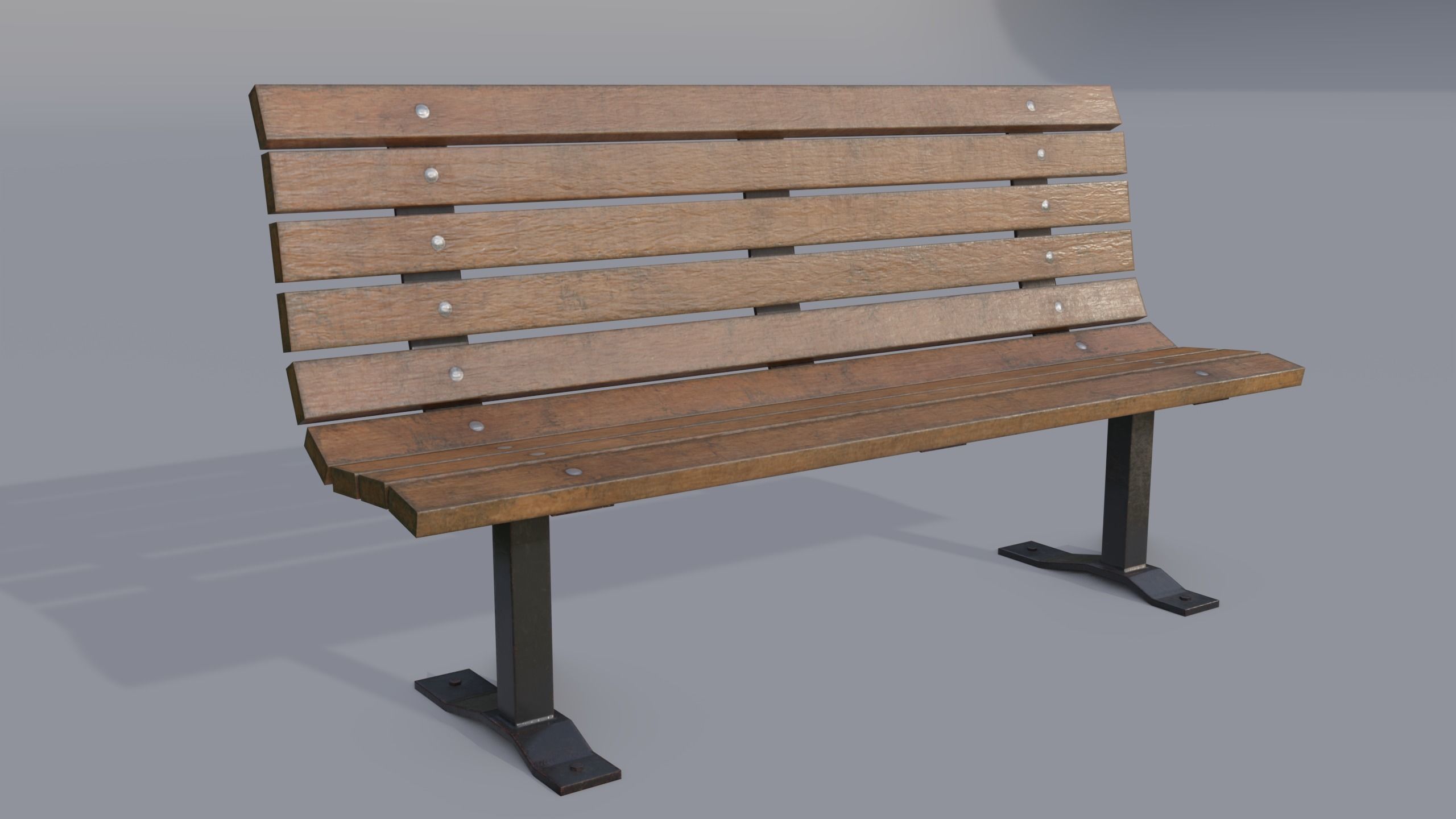 Street bench Low-poly 3D model_17