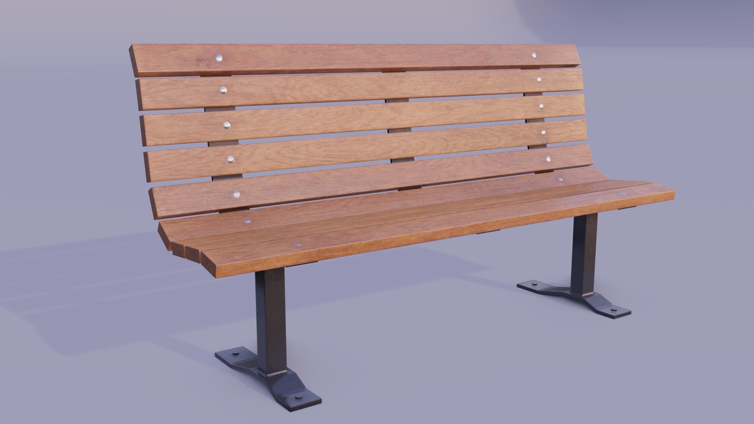 Street bench Low-poly 3D model_1